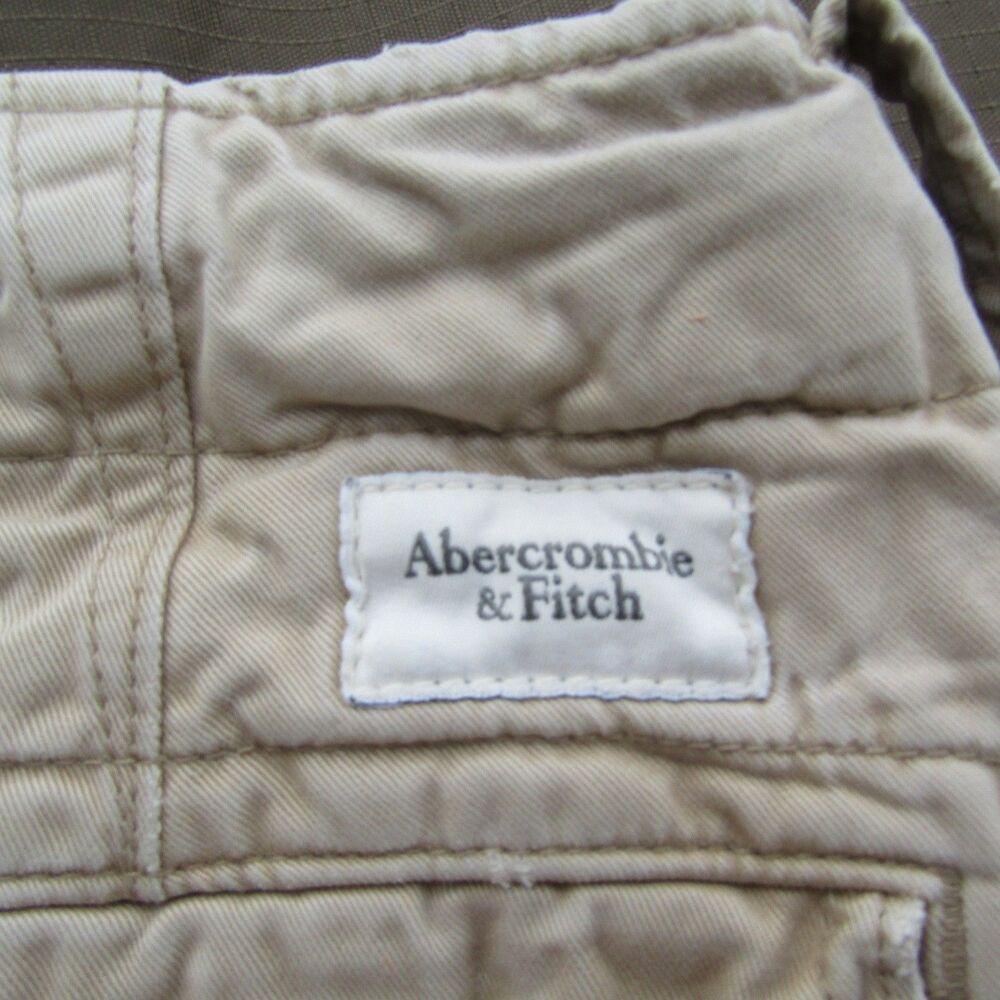 Abercrombie & Fitch Men's Size 34 Khaki Cargo Shorts Button Fly Heavy Cotton - Picture 12 of 15